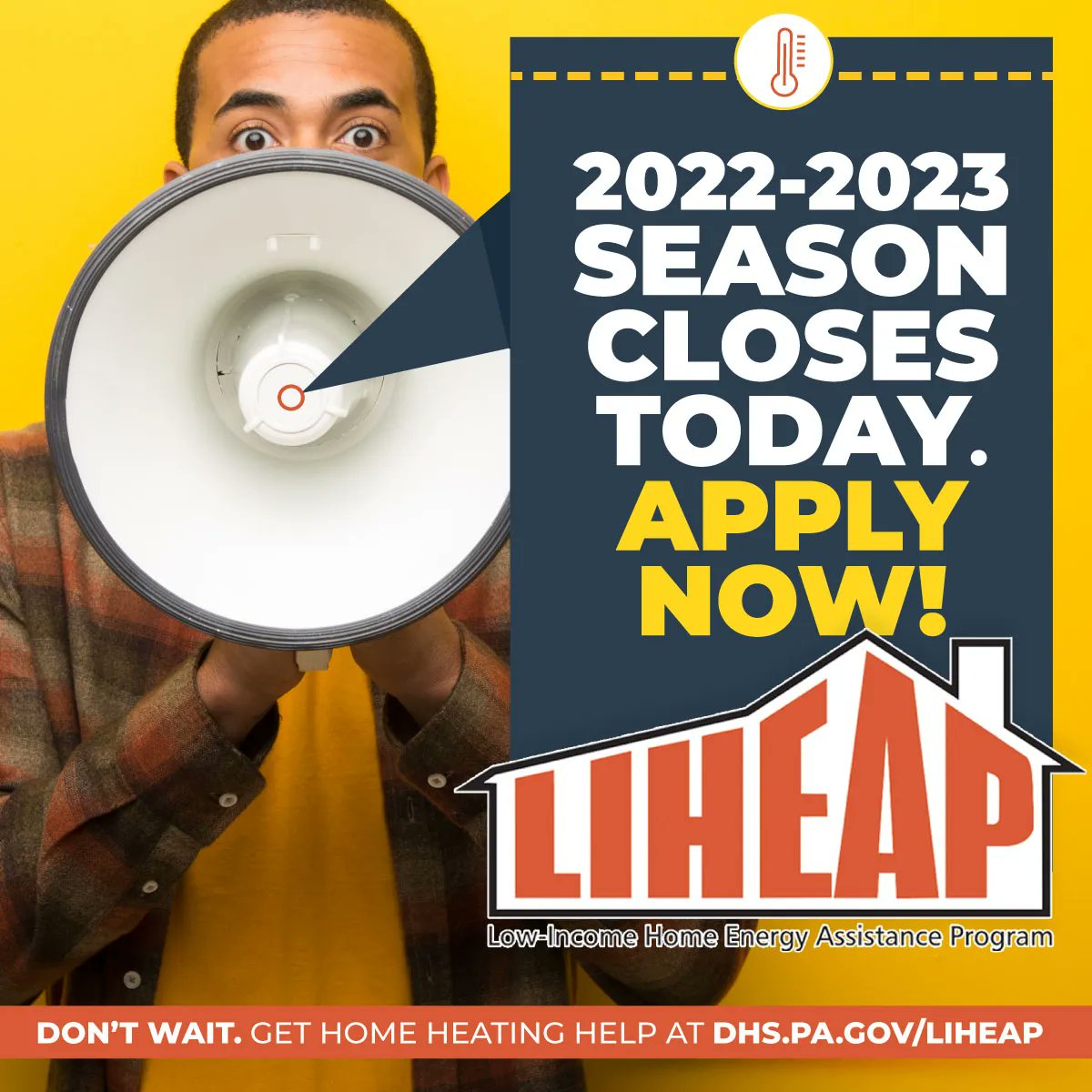 RT <a href="/PAHumanServices/">PA Department of Human Services</a>: ❗ TODAY IS THE DEADLINE FOR LIHEAP APPLICATIONS!
If you're in a qualifying, low-income family that needs help with your heating bills, don't miss out on cash grants through the LIHEAP program. DON'T WAIT, APPLY NOW ▶️ …