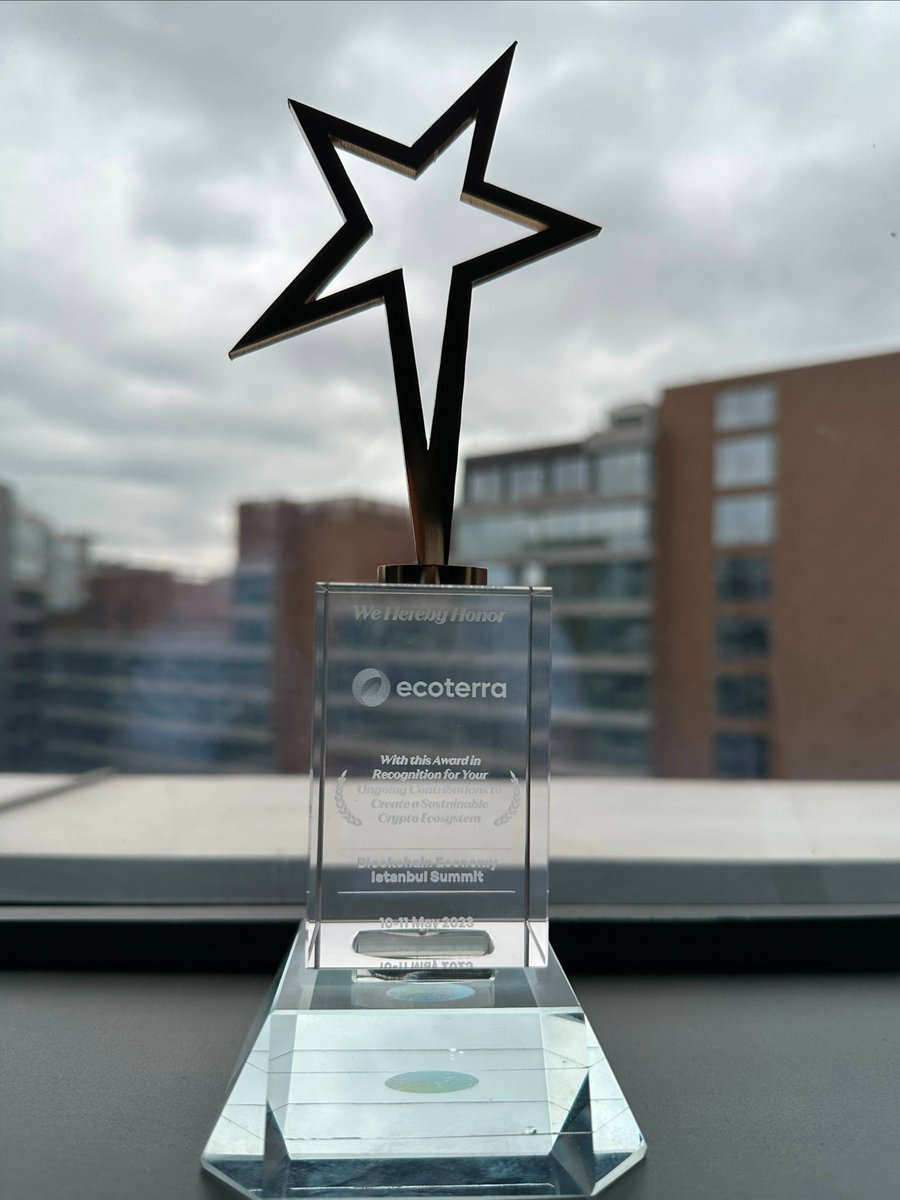 ecoterraio's tweet photo. A special thanks to @BEconomy_HQ and all attendees of the 2023 Istanbul summit! 

We're honoured to receive recognition for our contribution to the sustainable crypto ecosystem 🏆

At ecoterra, we're committed to making a positive impact and will continue striving to do better! https://t.co/nyV1rLAH4j