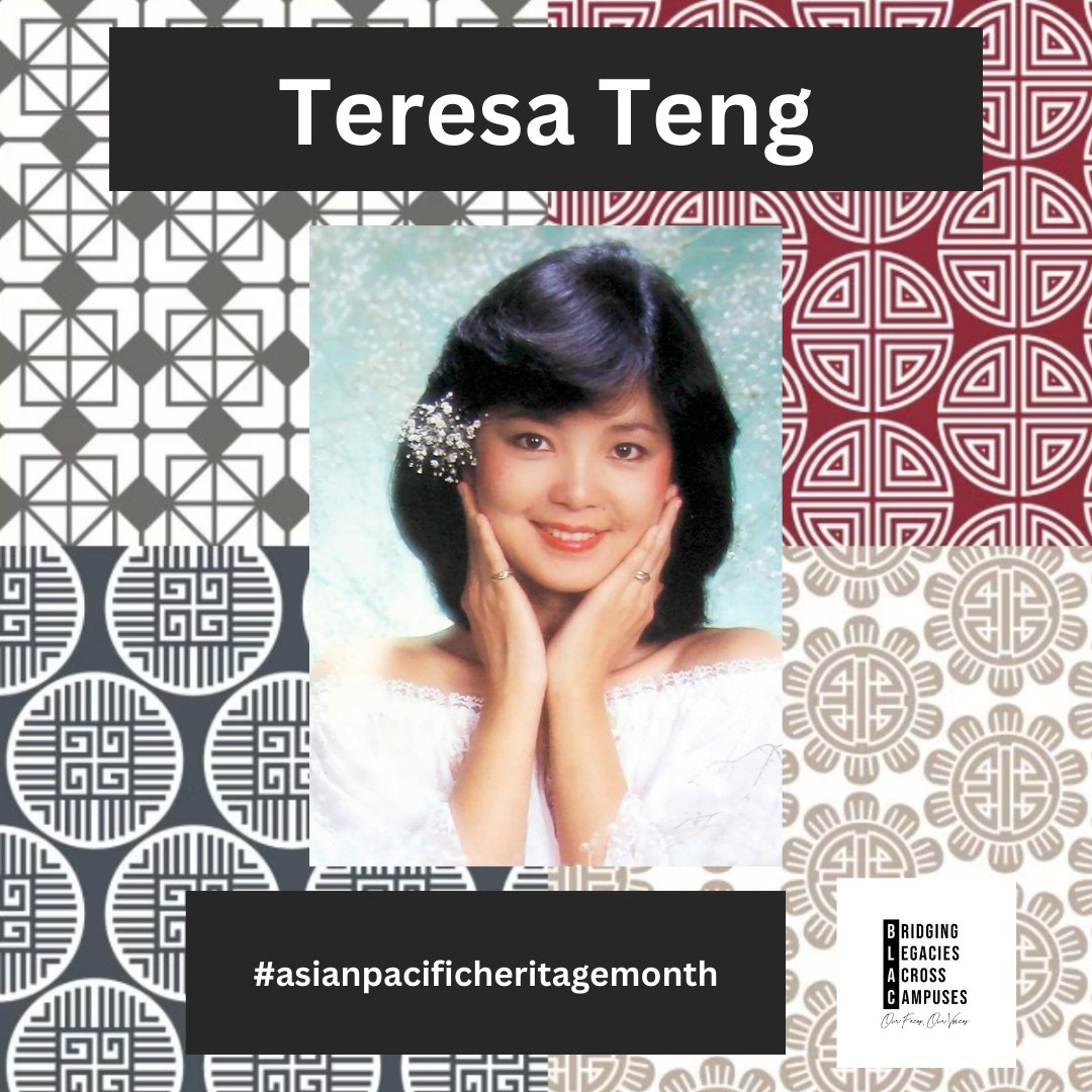 Teresa Teng (1953-1995): Teresa Teng was a Taiwanese singer who achieved great popularity throughout East Asia. Her sweet, melodious voice and heartfelt performances made her an icon of Mandopop (Mandarin popular music).

#asianpacificheritagemonth