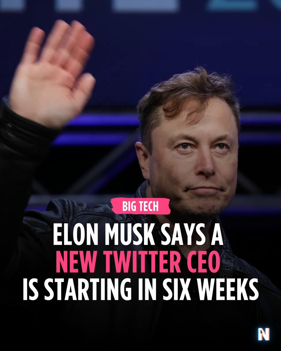 NexverseHQ's tweet photo. Elon Musk is keeping his promise to step down as CEO of Twitter, tweeting that his successor, a mystery woman, will be starting in about 6 weeks.

Read more👉https://t.co/aUtOClZnBr https://t.co/C7dpPrvNDE