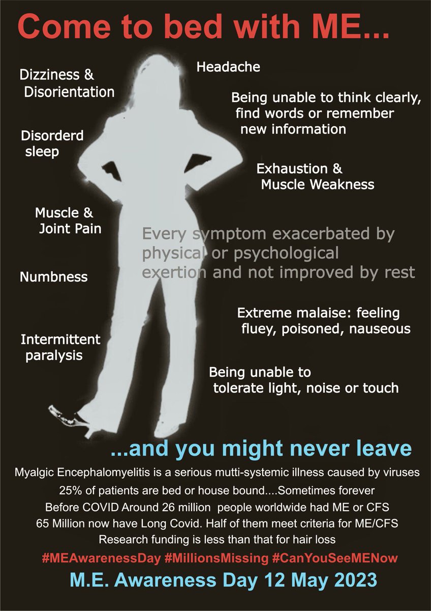 OnlyEnnui's tweet photo. I first made this poster for an #MEAwarenessDay poster competition in 2008. It won!
Nothing has changed!
#MillionsMissing #MEAwarenessDay2023 https://t.co/d8Gqp7R38m