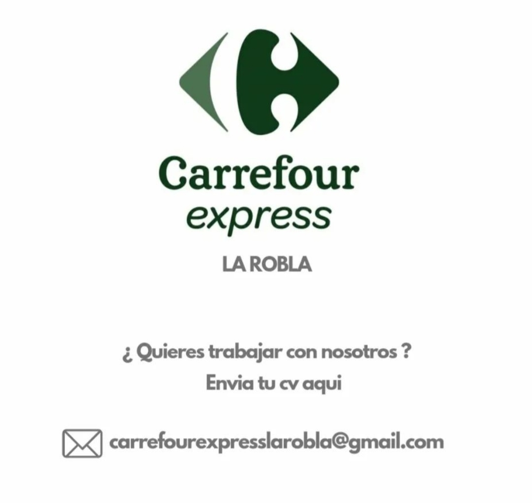 La empresa CARREFOUR EXPRESS nos ha pedido difundir esta OFERTA de empleo para la contratación de personal para su nueva apertura en La Robla.
Las personas interesadas deben enviar su currículum a la dirección de correo electrónico que se indica en la imagen.