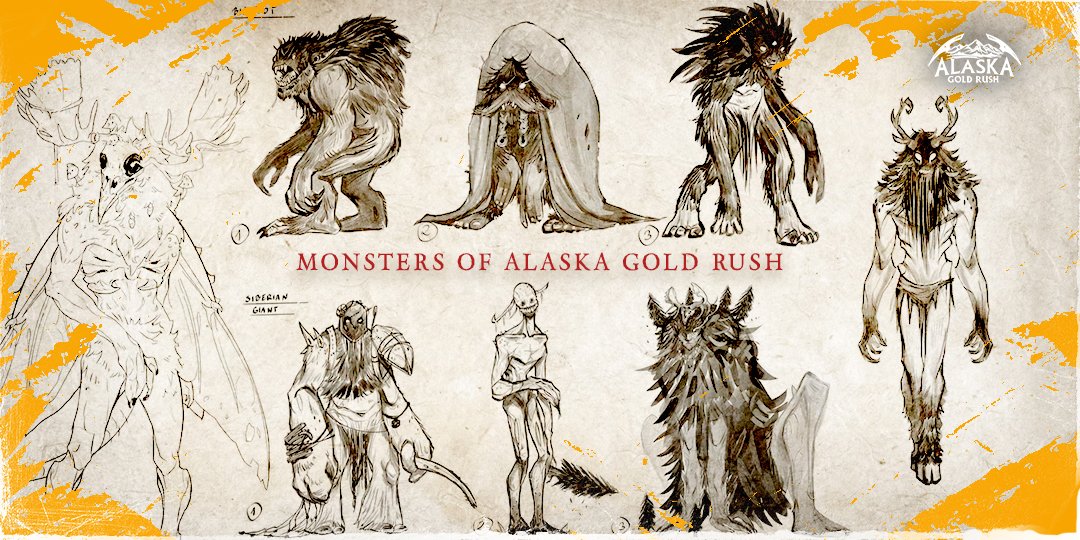 In #AlaskaGoldRush, you'll face some mighty fearsome creatures! From the  legendary #Bigfoot to the terrifying #Wendigo, each monster has its own  unique history and challenges. And of course, each of them will