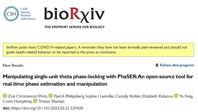 OpenBoxSci's tweet image. OBS #Neuroscience Seminar 
📆 May 18, 12 pm ET

PAPER #2
📌 Manipulating single-unit theta #phase-locking with #PhaSER: An open-source #tool for real-time phase estimation and manipulation @bioRxiv
biorxiv.org/content/10.110… 

👉 Register: us02web.zoom.us/meeting/regist… 

#OpenScience