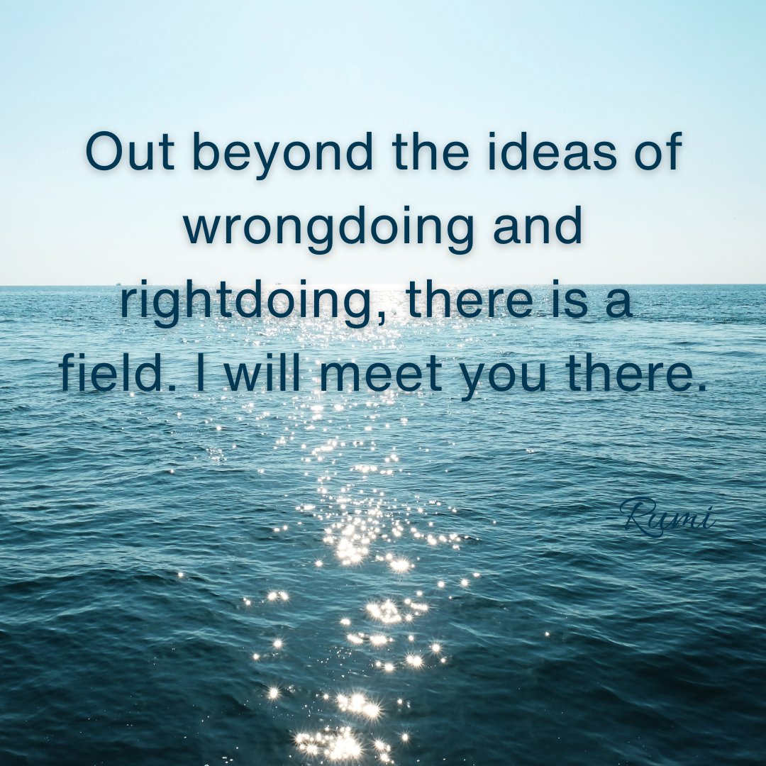 Out beyond the ideas of wrongdoing and right doing, there is a field. I will meet you there.👍