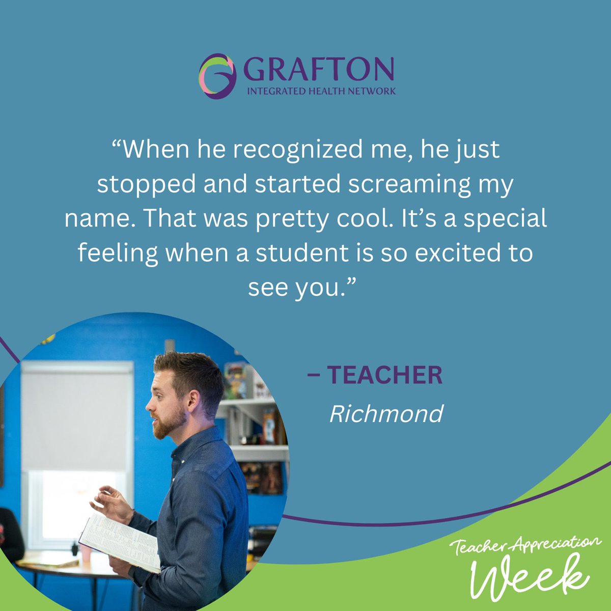GraftonNetwork's tweet photo. We love it when our students make a real connection with their #teachers.  At @GraftonNetwork, we see it happening every day!
#NationalTeacherAppreciation https://t.co/bH6dNxgzhz
