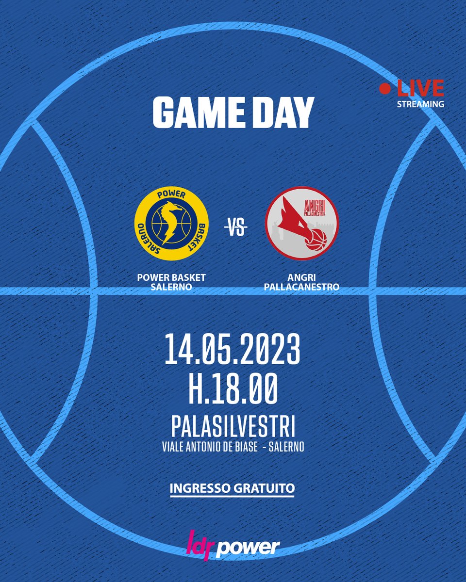 PowerBasketSa's tweet photo. 🔥⛹️‍♂️ GAME DAY! ⛹️‍♂️🔥
Vi aspettiamo questa sera al PalaSilvestri per l'ultima giornata di campionato!

Power Basket Salerno 🆚 Angri Pallacanestro
🗓 Domenica 14 maggio ore 18:00
🏟 PalaSilvestri, Viale Antonio de Biase (SA)
🔴 Live streaming https://t.co/G92DrziNT5