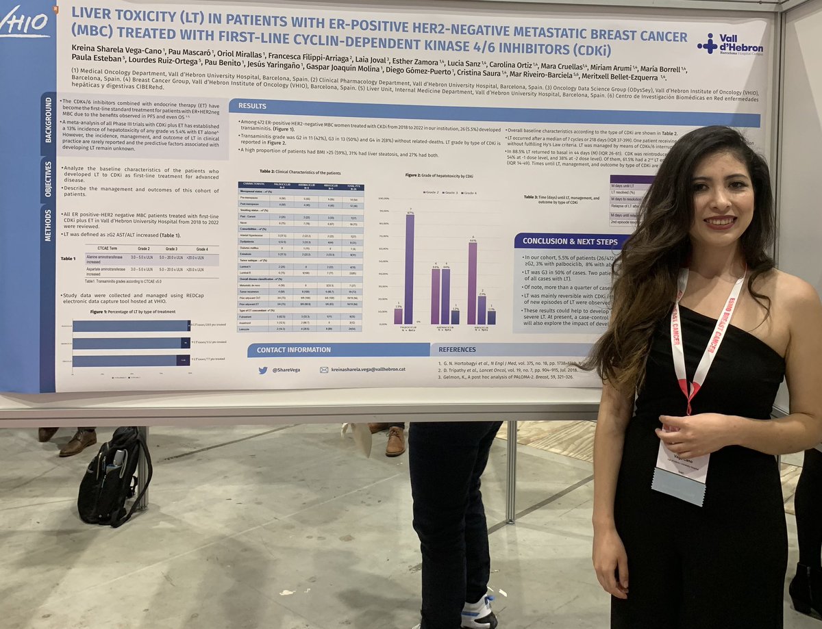 ShareVega's tweet photo. Proud, happy and a little nervous!!!! 🤩🤩😊
✅My first poster: Hepatotoxicity by CDKi in ER+HER2neg MBC pts.
Many thanks to all the authors but especially to @BelletMeritxell 
#ESMOBreast2023 #resisoncoVH @VHIO  @vallhebron https://t.co/8W1wW3VpPn