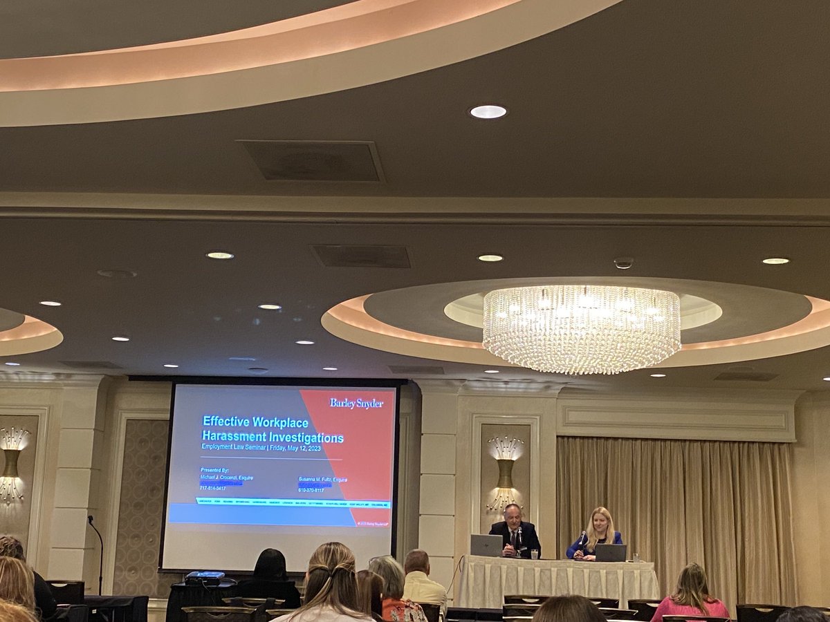 ATTYKBK's tweet photo. Welcome to Barley Snyder’s 40th annual Employment Law Seminar! https://t.co/re3m31t292