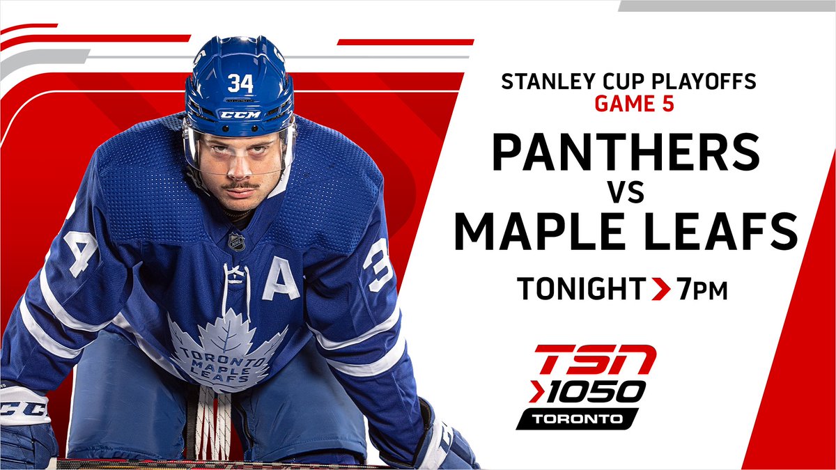 Listen/Stream #LeafsForever back home against #TimeToHunt in a MUST-WIN Game 5 of the #StanleyCup Playoffs on TSN 1050! Coverage begins at 7pm with @Bonsie1951 and @Jim_Ralph on the call! iheartradio.ca/tsn/tsn-toront…