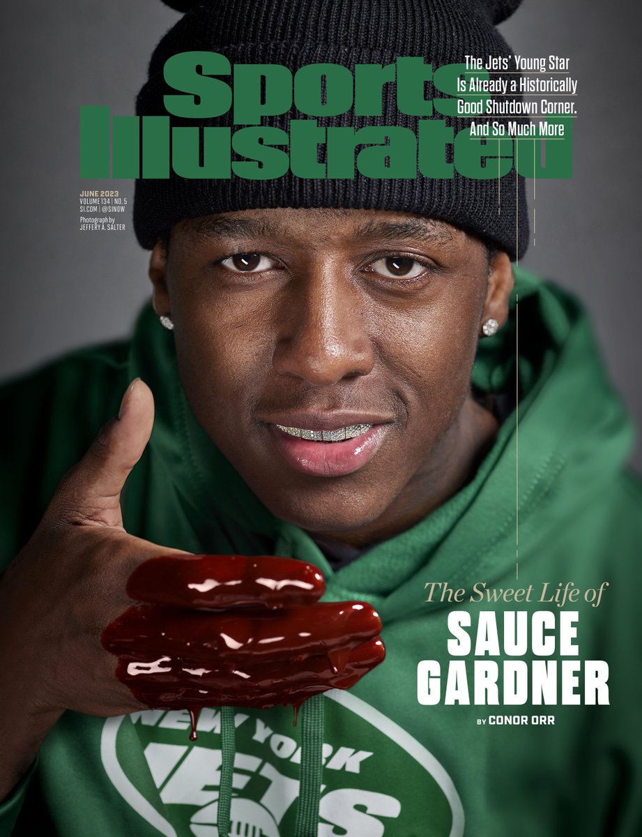 The sweet life of Sauce Gardner. 

The Jets’ young star graces the cover of Sports Illustrated: trib.al/VxlKTTq