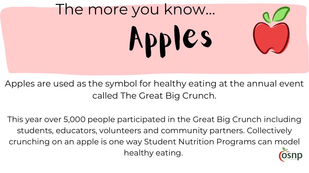Here is your Friday Food Fact #fridayfoodfact #apples #healthykids #healthyeating #healthyparents #healthyschools #studentnutrition #lkdsb #sccdsb #lambton #lambtonvolunteers #healthyfamilies
