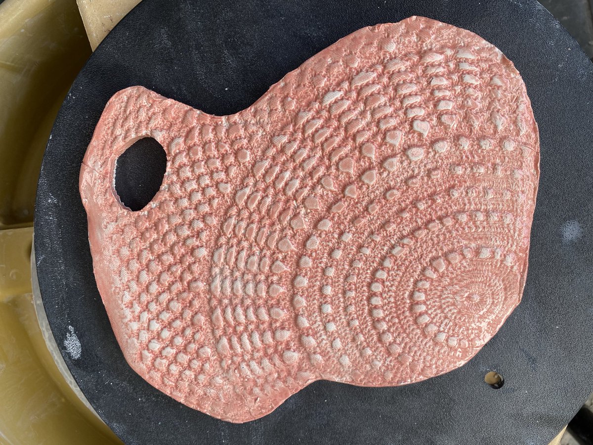 LauraToth8's tweet image. Just some of the lace imprinted cheese plates from HHS Ceramics that are going home for Mothers Day gifts!