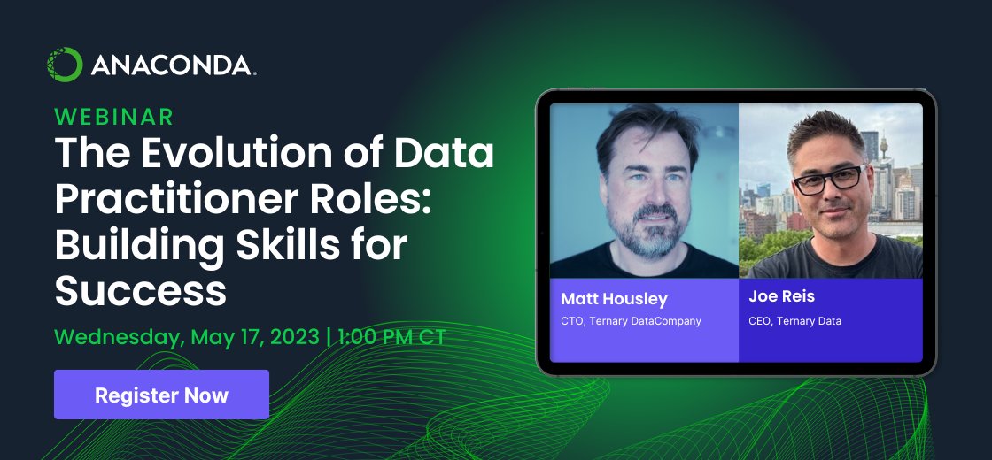 sophiamyang's tweet photo. 🎉 Hey #DataPractitioners! 🎉
Join an @AnacondaInc webinar w/ @JessHaberman & Ternary Data co-founders, Joe Reis & Matt Housley! on how #datascience careers are evolving & new career strategies to stay ahead of the curve! 💻🌟
Register here! https://t.co/KXsIvUPdLw https://t.co/uK4o1ZPRWi