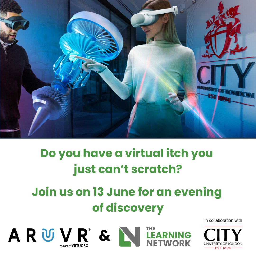learningnetwk's tweet image. Do you have a virtual itch you can’t scratch?
Are you curious about how you could use #VR or #AR?
Join @ARuVRGlobal and the LN on 13 June in London for an evening of discovery.
buff.ly/3nBwmpF 
#VRIntegration #ARIntegration #FutureOfReality #ImmersiveTechnology