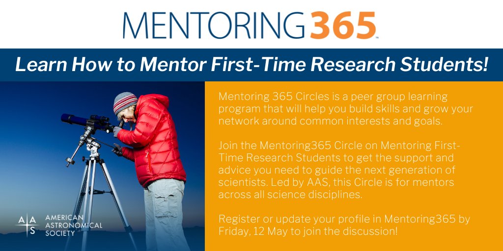 theAGU's tweet photo. Today is the last day to join Mentoring First-Time Research Students, a #Mentoring365 Circle by @AAS_Office. 

Sign up to get the support you need to guide the next generation of scientists through their summer research projects.

https://t.co/gG33L4fqPa https://t.co/6s8nCeYWut