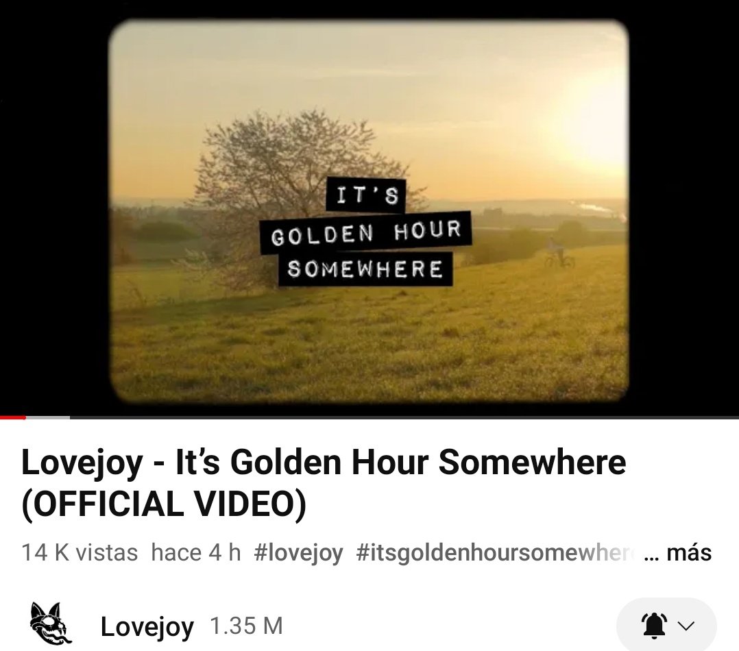 El video oficial de It's Golden Hour Somewhere fue subido hace 4 horas! youtu.be/9FTKuFESTMU Lovejoy de verdad tenía esto y nos quiso hacer creer que la canción no estaba 😭