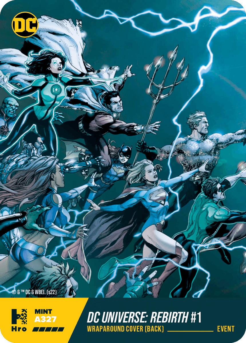 HroFeed's tweet photo. Events Legendary DC Universe: Rebirth #1 Wraparound Cover (Back) (mint #A327) just sold on #Hro
Sold Price: $74.97 USD
Total Minted: 6130
βΉοΈ More information: https://t.co/fjO1CZ0PoZ https://t.co/isHAGJB2wJ