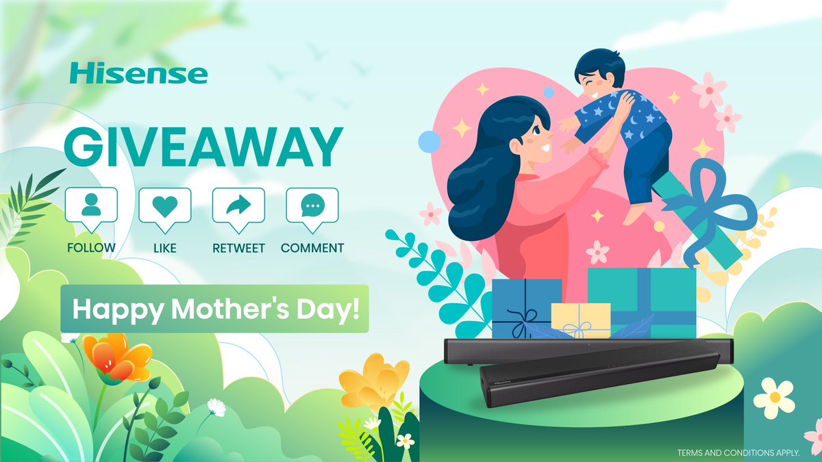 🔊#SoundBar Giveaway! 🎉🌸 This Mother’s Day, we’re celebrating all the incredible moms with a chance to win a #Hisense best-selling Sound bar! To enter: 1. Follow us 2. Like&RT🔁 3. Comment your gift for mom using #HisenseMom🎁💐 Ends 5.20. Don't miss out – share your love!❤️