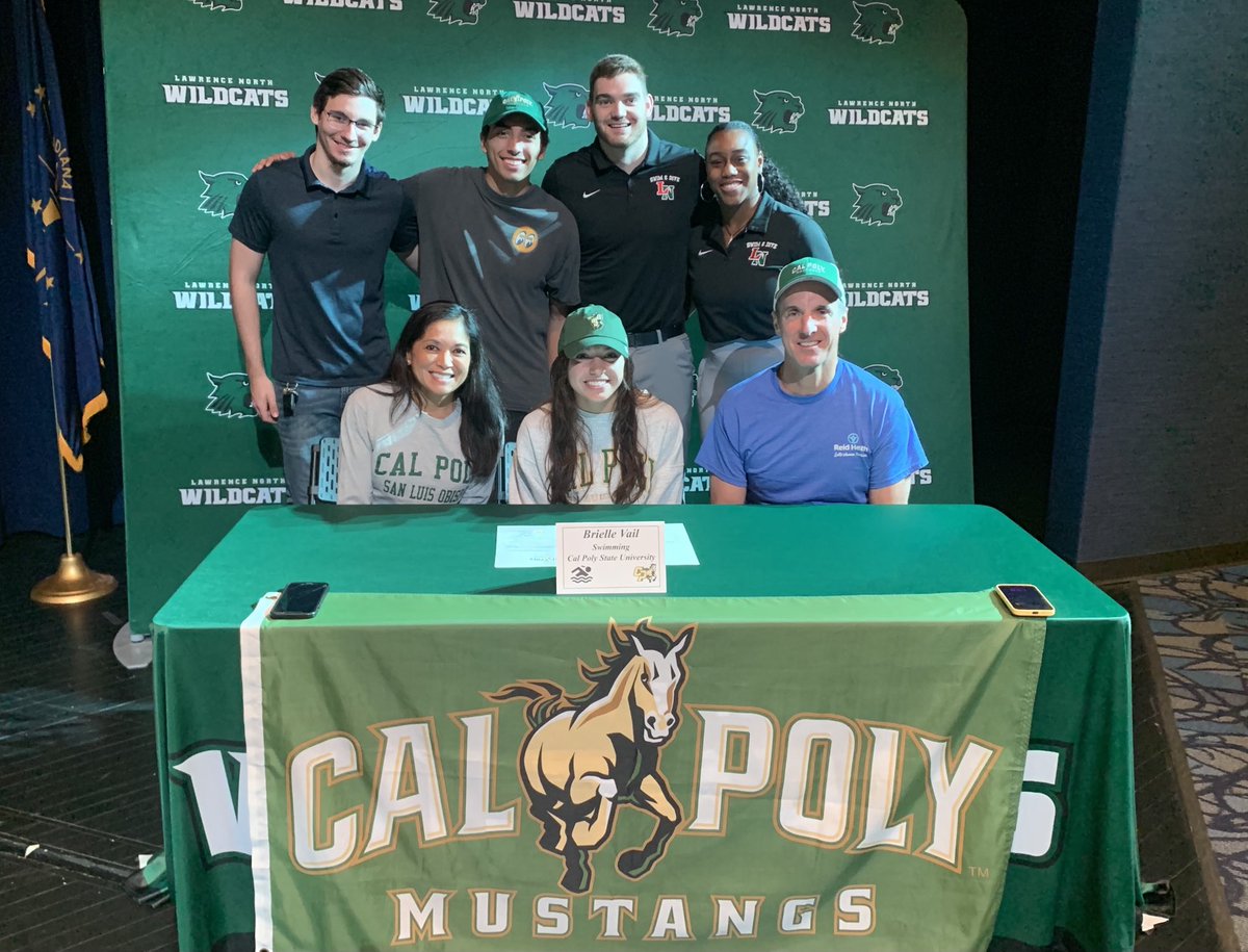 Congrats to Brielle Vail, who will be swimming for the Cal Poly Mustangs! Great job Brielle! ⁦<a href="/CalPoly/">Cal Poly</a>⁩ ⁦<a href="/LNHSwildcats/">Lawrence North</a>⁩ ⁦<a href="/ltgoodnews/">LT Schools</a>⁩ ⁦<a href="/CoachMattMoen/">Matthew Moen</a>⁩ ⁦<a href="/LNFanSection_/">LN Fan Section 🐾</a>⁩