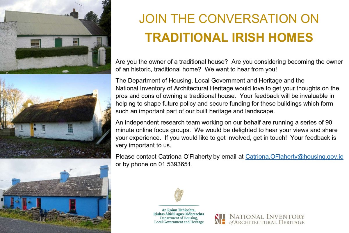 National Inventory of Architectural Heritage (@niah_ireland) on Twitter photo The <a href="/DeptHousingIRL/">Department of Housing, Local Government & Heritage</a> and <a href="/NIAH_Ireland/">National Inventory of Architectural Heritage</a> are inviting owners & prospective owners of traditional Irish homes to help shape policy & secure funding for our #vernacular #BuiltHeritage bit.ly/42sC10D The <a href="/DeptHousingIRL/">Department of Housing, Local Government & Heritage</a> and <a href="/NIAH_Ireland/">National Inventory of Architectural Heritage</a> are inviting owners & prospective owners of traditional Irish homes to help shape policy & secure funding for our #vernacular #BuiltHeritage bit.ly/42sC10D