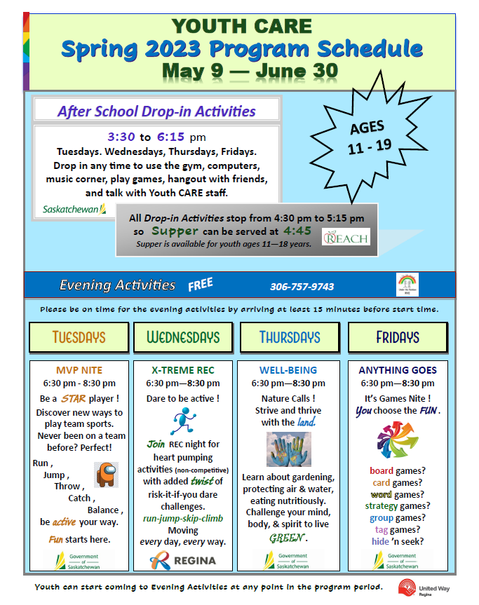 Martin Collegiate (@martinmonarchs) on Twitter photo The <a href="/RYCRegina/">Rainbow Youth Centre</a> has posted their Spring Program Schedule for 2023. REMINDER the Youth CARE services are for youth who have already celebrated their 11th birthday but not yet celebrated their 19th birthday. Bringing a health card on your first visit would be appreciated! The <a href="/RYCRegina/">Rainbow Youth Centre</a> has posted their Spring Program Schedule for 2023. REMINDER the Youth CARE services are for youth who have already celebrated their 11th birthday but not yet celebrated their 19th birthday. Bringing a health card on your first visit would be appreciated!