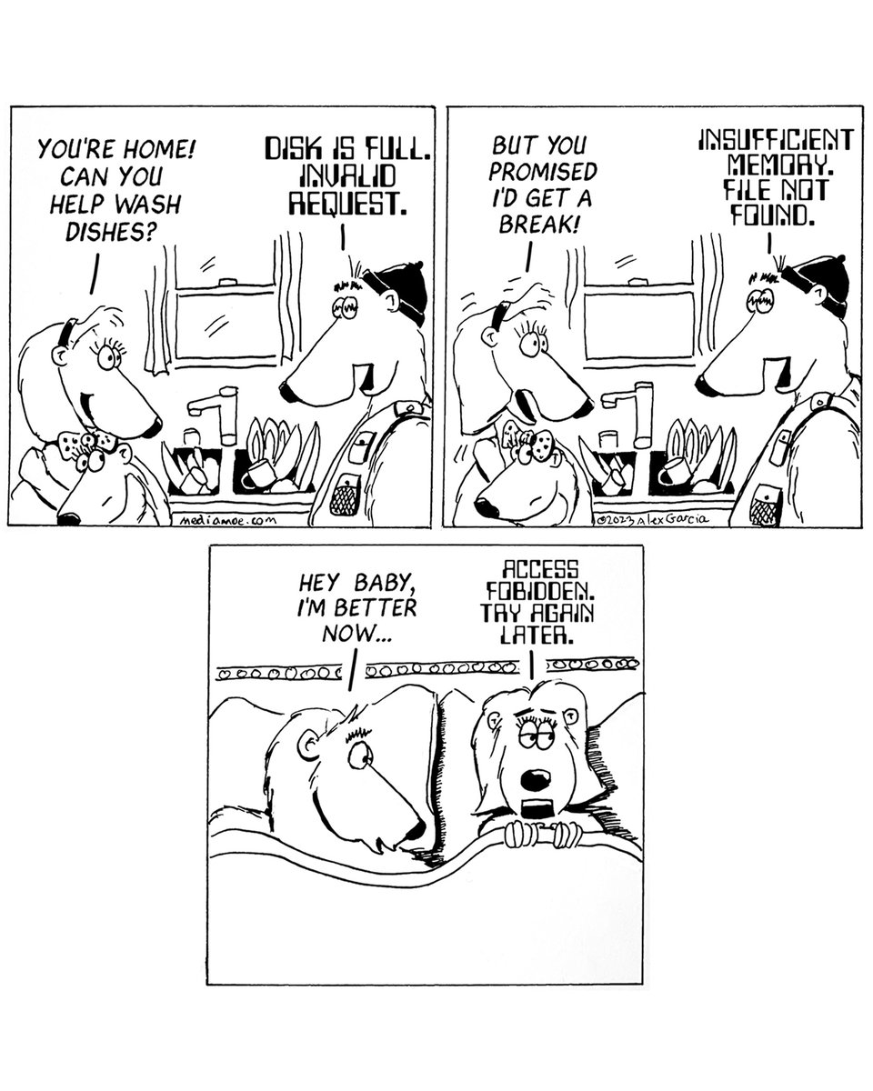 MediaMoe's tweet image. It&apos;s been a long day for everyone....

#familyhumor #webcomic #comicstrip #computers #familylife #newsmedia  #newsmediahumor #tvcameraman  #diskisfull #computerhumor #computercomic #homelife