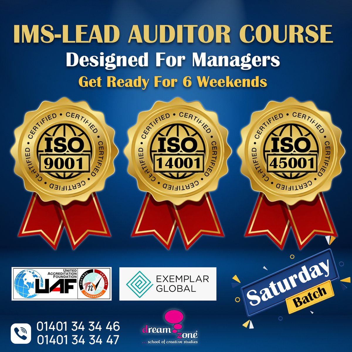📷 Integrated Management System [IMS]
Lead Auditor Course 📷

📷 SATURDAY BATCH 📷

📷 REACH US:
📷 Contact: +880 1401 34 34 46 & +880 1401 34 34 47
📷 dreamzonebd.com

#dreamzonebd #Integratedmanagementsystem #leadauditortraining
#LeadAuditorCourse #LeadAuditor #ims