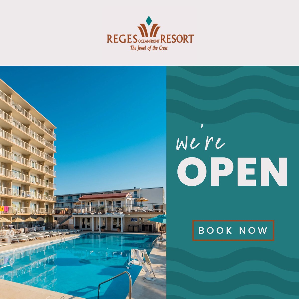 RegesOceanfront's tweet photo. We are officially open for the season! We can't wait to welcome everyone back for another summer of fun. To book your stay, head to our website at https://t.co/LinSo8ztCI. https://t.co/c1GSLHeThV