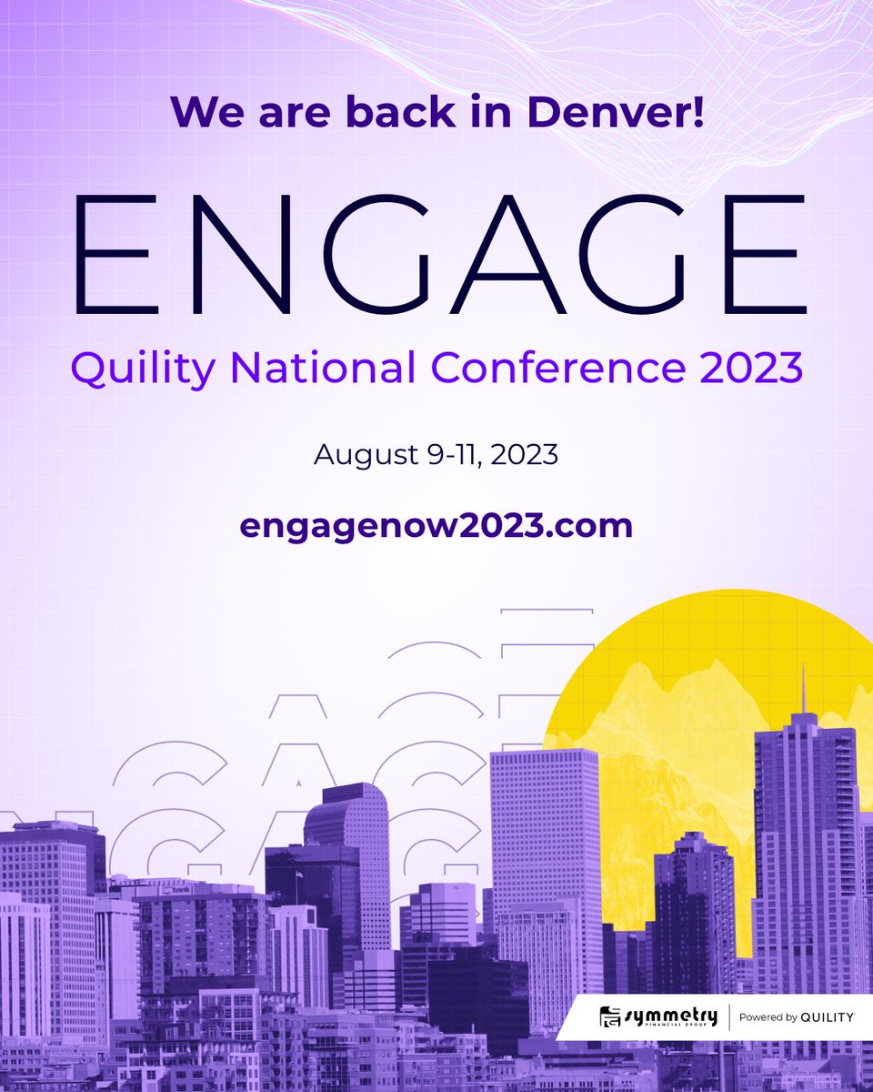 We are back in Denver for Engage Quility National Conference 2023! 🙌 Join us August 9th -11th! 💥 Find your invitation to Engage! ➡️ quilityevents.com/event/539de9f5…

#TheMathewsAgency #SFG #engagenow2023 #quilitynationalconference #insuranceagents #insurance #insurtech #Denverevents