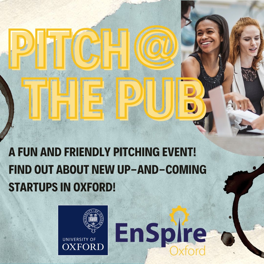 23 May 2023 #Pitch@thePub! Come to Wig&Pen (@greeneking) to meet new and upcoming #startups, @UniofOxford #spinouts and #social #enterprises from #Oxfordshire. ALL WELCOME! Get your ticket today: tinyurl.com/2s8c272m @mplsOxford @TheOxStu @OxLEPBusiness