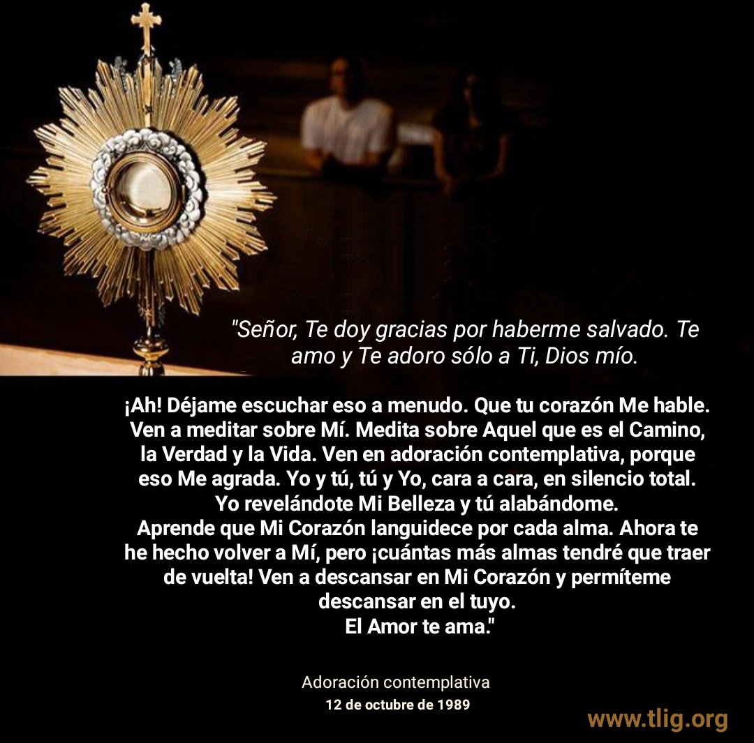 DiosNosAmaaa's tweet image. Jesús espera ansiosamente que le adores en silencio, amándole y adorándole. Hay muchas Adoraciones Eucarísticas Online si no puedes ir a una iglesia. Él te está esperando.
Lee el mensaje completo: 
ww3.tlig.org/es/messages/46…
#JesúsTeEspera
#AdoraaJesús