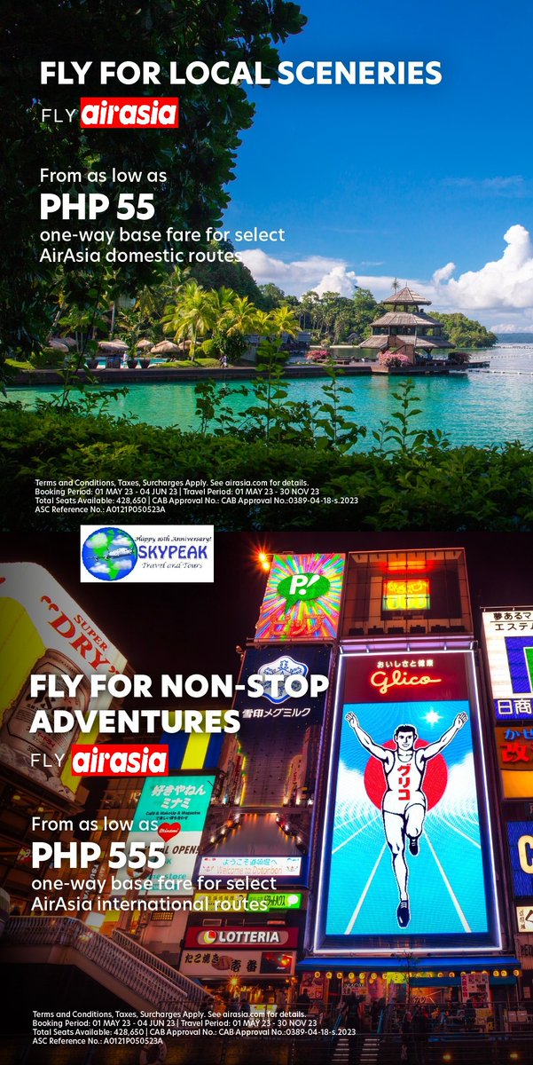 sky_peak's tweet photo. #AirAsia Domestic & International Flights seat sale
@AirAsiaFilipino @airasia #Skypeak Travel & Tours visit our fb 4 details https://t.co/JONIgLhF7u #airasia #airasiaPH #airasiaSuperApp #FlyAirAsia #airasiaDeals #FlyForLove #TheAirAsiaPISOsale https://t.co/0uBDxIdmWi