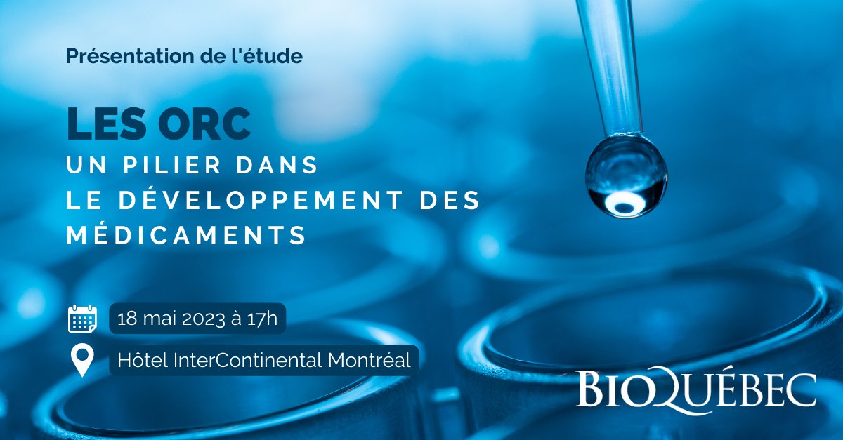Le 18 mai prochain, joignez-vous à <a href="/BIO_Qc/">BIOQuébec</a> pour une soirée des plus spéciales ! À la suite de son assemblée générale annuelle, BIOQuébec fera une présentation intitulée « Les ORC – un pilier dans le développement des médicaments » lnkd.in/ep3n7GYq