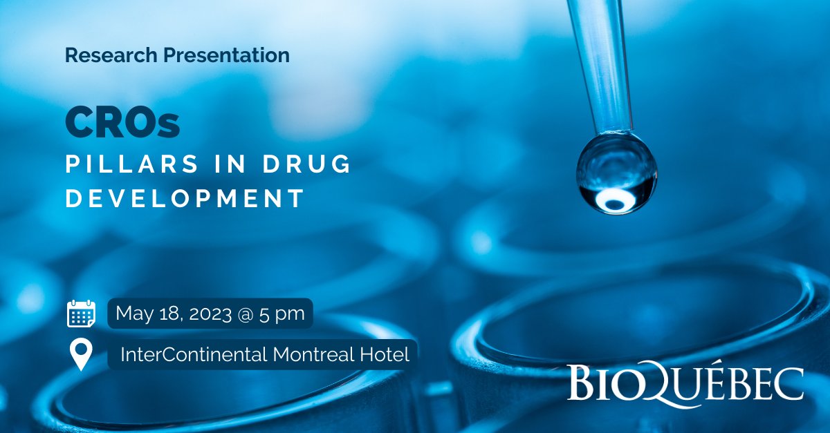 On May 18, join <a href="/BIO_Qc/">BIOQuébec</a> for a very special evening! BIOQuébec's annual general meeting will be followed by a presentation of the study report on CROs in Quebec titled “CROs: Pillars in Drug Development.” lnkd.in/eCxE9P-S