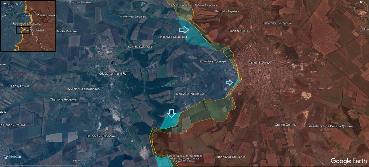 All involved parties more or less agree in reference to the latest developments around Bakhmut. 

Russian lines along the northern and southern flanks of Bakhmut are crumbling. But also in the city itself Russians have been losing ground. More importantly, this also confirms that