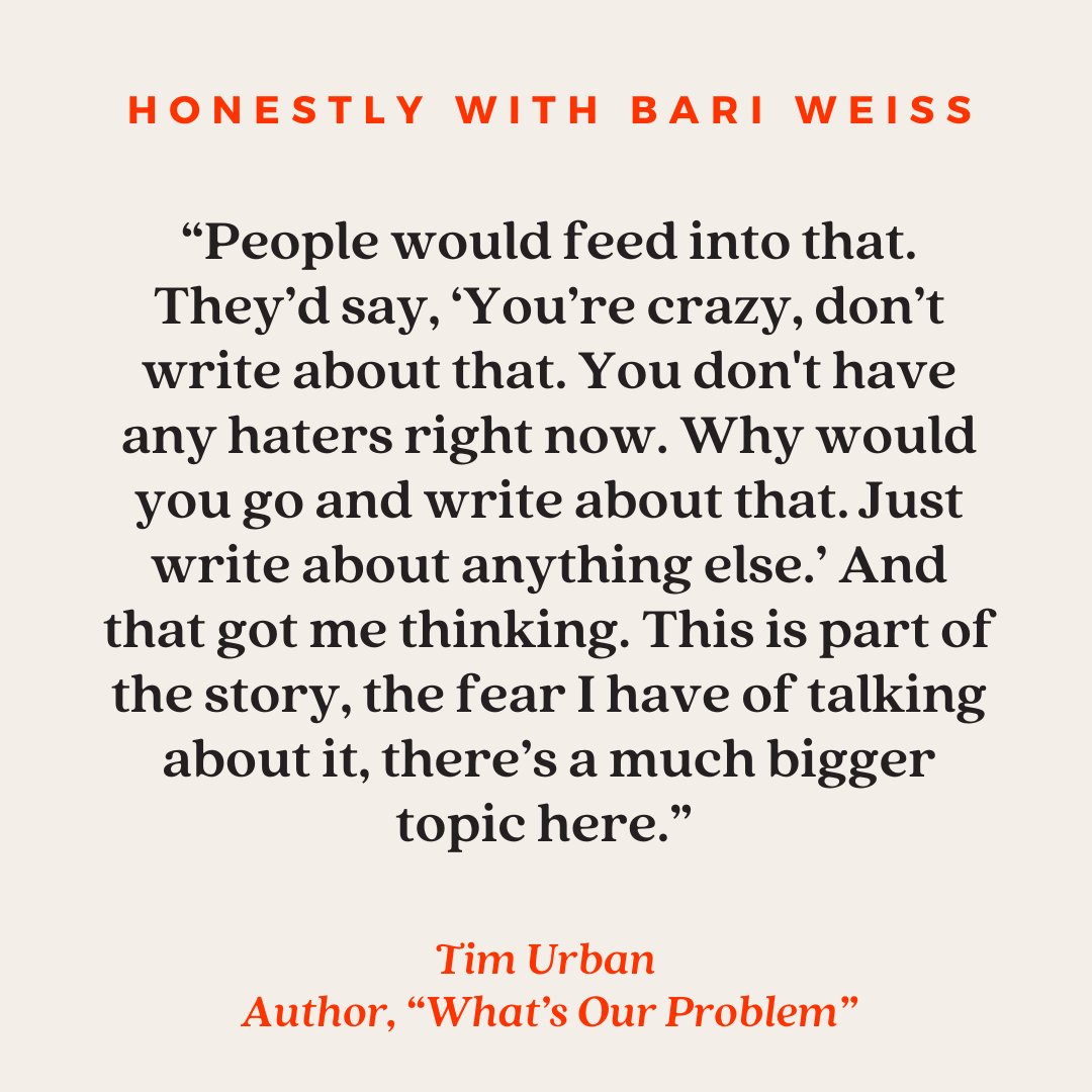 TheFP's tweet image. Today on @thehonestlypod, Tim Urban (@waitbutwhy) discusses his new book, “What’s Our Problem: A Self-Help Book for Societies,” which explores the illiberalism of American universities and major institutions, and how he thinks society can course correct. podcasts.apple.com/us/podcast/ame…
