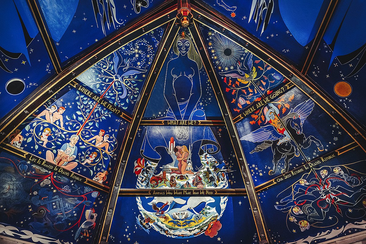Detail of Alasdair Gray's ceiling mural in the Oran Mor, Glasgow. Painted in 2004. (Pic: Mark Wild)