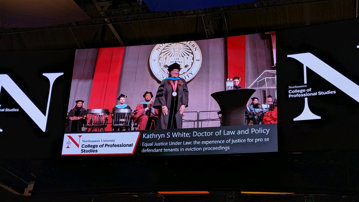 IntrepidK8's tweet image. Yesterday I did a thing.

I am also honored to receive the Dean&apos;s Medal for Outstanding Doctoral Work and they let me give a speech. 

The theme: we must change the way we think about eviction. Never stop doing justice. 

#Eviction #Housing #Justice