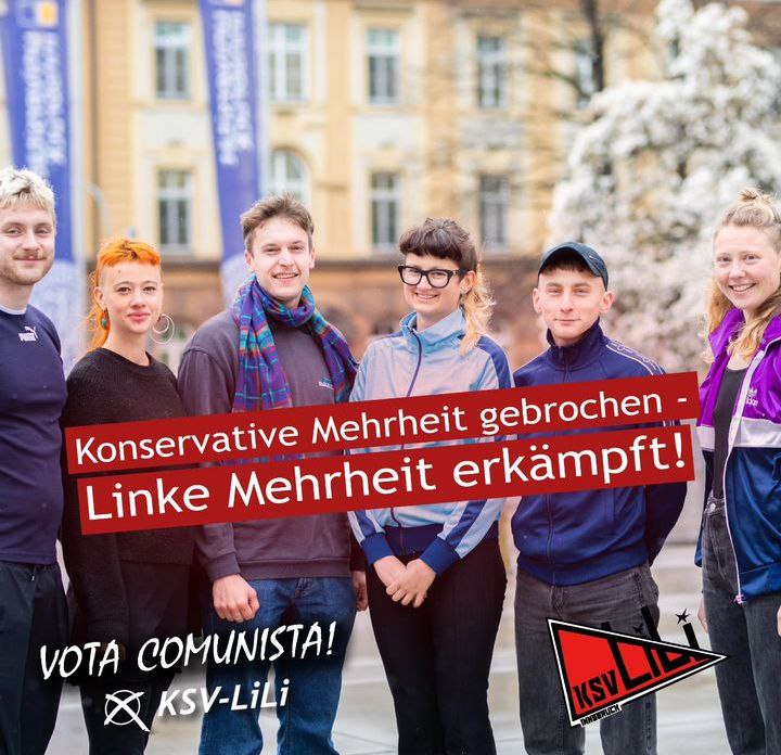 💥Für dich erreicht - Konservative Mehrheit in Innsbruck gebrochen!💥
#oehwahl23

Um es mit den Worten von ORF Tirol zu sagen: "Der große Gewinner der ÖH Wahl an der Universität Innsbruck ist der KSV-LiLi" [1/2]