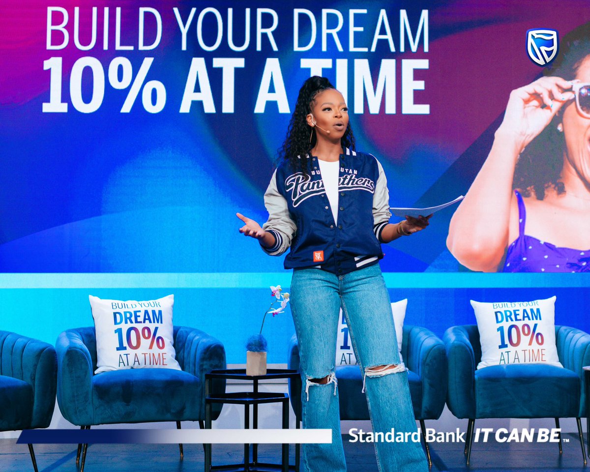 StandardBankZA's tweet photo. Shout out to @AyandaMVP for being our youthful MC and hosting our inspiring panel. We discussed unemployment, side hustles, and where your next 10% could lead you: deposit to your home, car, lobola... 

What door is your next 10% opening? 
#STGenNext 
#SBLove💙
#ItCanBe https://t.co/kVJhuBmcbc