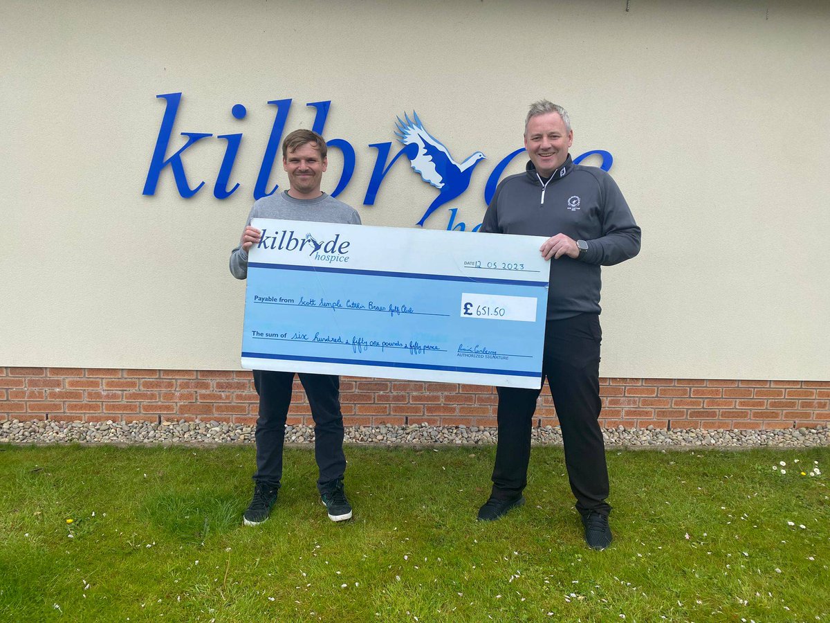 CathkinBraesGolfClub (@cathkinbraesgc) on Twitter photo Thanks to all who played in Captain/ Vice Captain's Day. Here is VC @scottysemple presenting a cheque to <a href="/KilbrydeHospice/">Kilbryde Hospice</a>, a charity very close to Scott's heart. CBGC Junior foundation received the other half raised.
Big shout out to all at Kilbryde for the amazing care given. Thanks to all who played in Captain/ Vice Captain's Day. Here is VC @scottysemple presenting a cheque to <a href="/KilbrydeHospice/">Kilbryde Hospice</a>, a charity very close to Scott's heart. CBGC Junior foundation received the other half raised.
Big shout out to all at Kilbryde for the amazing care given.