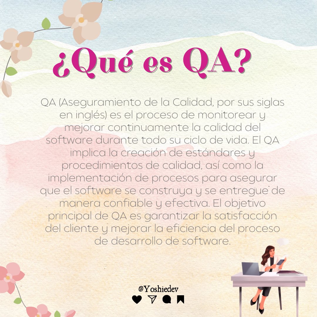 YoshieDev's tweet photo. El QA es un proceso que se utiliza para monitorear y mejorar continuamente la calidad del software durante todo su ciclo de vida. ¡La calidad es clave para el éxito del software! #QA#DesarrolloDeSoftware #SoftwareDeCalidad #tester #testersoftware #qatester #manualtesting https://t.co/IaCw2XIacc