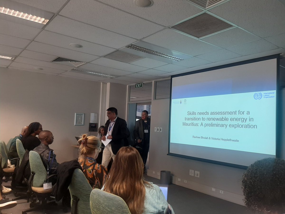 Professor Ravhee Bholah from Mauritius Institute of Education and Victoria Hepplethwaite from Wits-REAL are presenting on "Skills needs assessment for a transition to renewable energy in Mauritius: A preliminary exploration. - Day 2. #WitsREALConferenceSkillFormation
