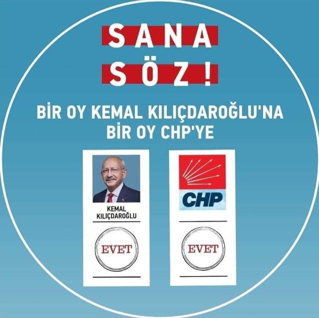 Haydi Türkiye'm 
İlk turda bitirelim.

Sana söz yine baharlar gelecek!

Bir oy Piro'ya bir oy <a href="/herkesicinCHP/">CHP 🇹🇷</a> 'ye 

<a href="/devapartisi/">DEVA Partisi</a> 🇹🇷💧
Türkiye'nin umudu🌱
<a href="/kilicdarogluk/">Kemal Kılıçdaroğlu</a>
<a href="/alibabacan/">Ali Babacan</a>
<a href="/IhsanMerdanoglu/">Ali İhsan Merdanoğlu</a>
<a href="/MSTanrikulu/">Sezgin Tanrıkulu</a>
<a href="/diyarbakirdeva/">Deva Partisi Diyarbakır İl Başkanlığı</a>
<a href="/CihanUlsen/">Cihan Ülsen</a>
<a href="/remzikaymakk/">Remzi Kaymak</a>