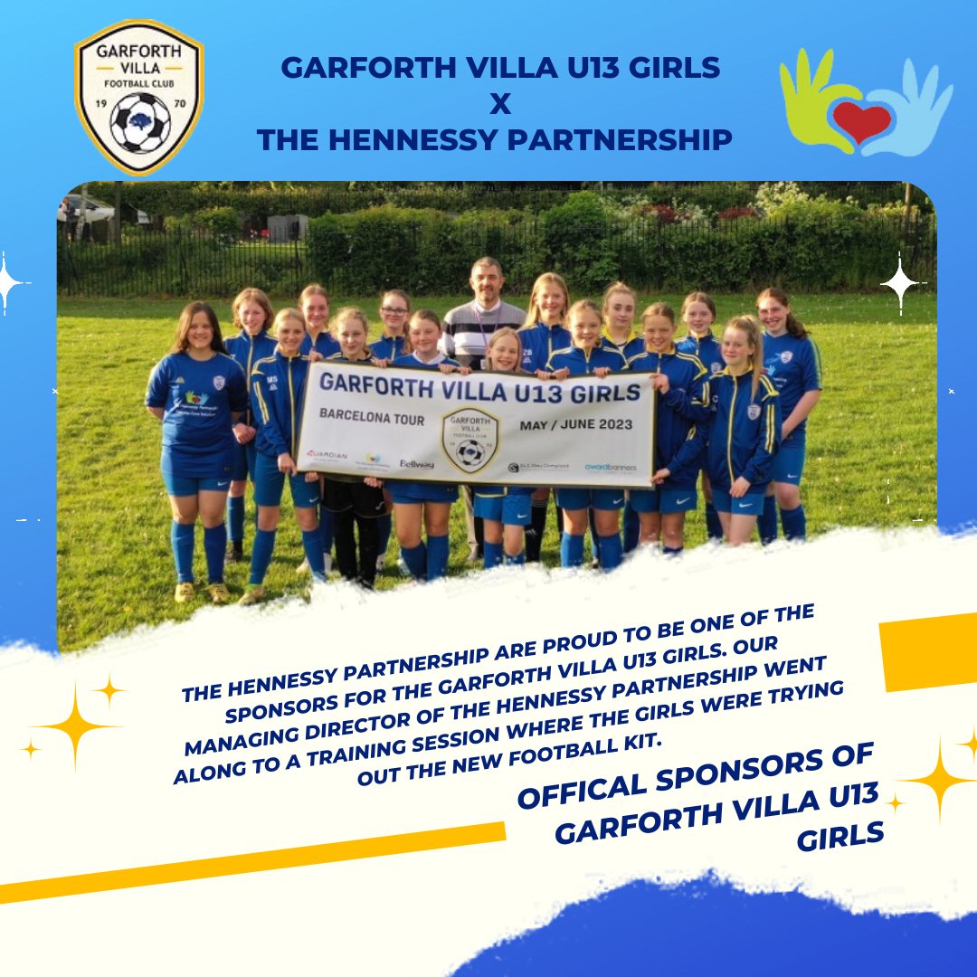 ⚽ The Hennessy partnership are proud to be one of the sponsors for the Garforth Villa U13 Girls.

#grassrootsfootball #girlsfootball #makingadifferenceeveryday #thehennessypartnership #complexcare #healthandsocialcare