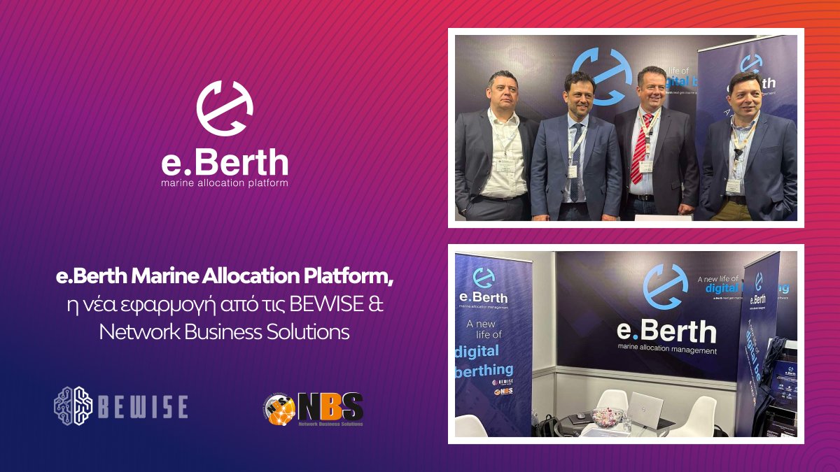 BewiseConnect's tweet photo. Συστήνοντας τη ΝΕΑ εφαρμογή #eBerth Marine Allocation Platform στην έκθεση #PosidoniaSeaTourism Forum στη Θεσσαλονίκη!
Μια εφαρμογή που δημιουργήσαμε μαζί με την Network Business Solutions - NBS, για την κράτηση και την κατανομή θέσεων ελλιμενισμού πλοίων.
#BEWISE #eBerthPlatform https://t.co/T6dLca02fa