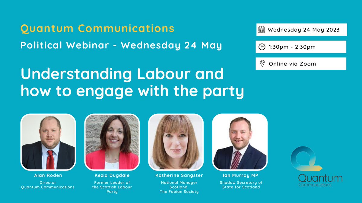 Quantum Communications (@quantum_comms) on Twitter photo Upcoming webinar: Understanding the Labour Party, with <a href="/IanMurrayMP/">Ian Murray MP</a>, <a href="/kezdugdale/">@kezdugdale.bsky.social</a> and <a href="/kath14sangster/">Katherine Sangster for Holyrood 2026</a>. Wednesday, May 24, 1.30pm. Register for free here: eventbrite.co.uk/e/understandin… Upcoming webinar: Understanding the Labour Party, with <a href="/IanMurrayMP/">Ian Murray MP</a>, <a href="/kezdugdale/">@kezdugdale.bsky.social</a> and <a href="/kath14sangster/">Katherine Sangster for Holyrood 2026</a>. Wednesday, May 24, 1.30pm. Register for free here: eventbrite.co.uk/e/understandin…