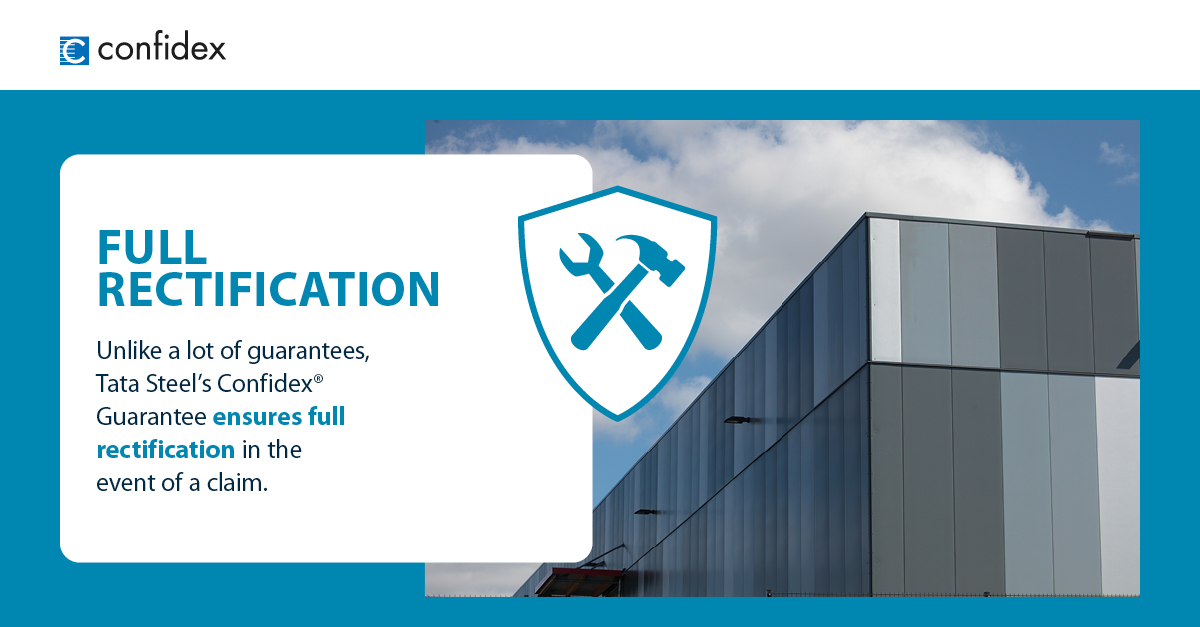 Colorcoat's tweet image. Confidex® Guarantee ensures FULL rectification in the event of a claim! 
Check out our latest news on the Confidex® Guarantee here: ow.ly/FhO950OmA74 #guarantee #buildingenvelope #celebration #cladding #colorcoat