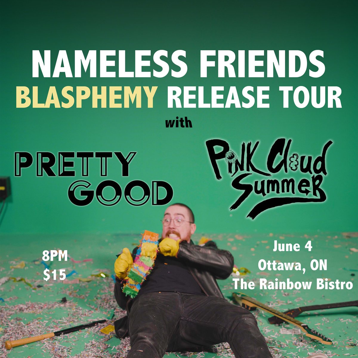 namelessfriendz's tweet photo. OTTAWA friends, itβs been too long β¨ We canβt wait to tear the roof off the famous @RainbowBistro with #PinkCloudSummer and the #PrettyGood , grab a shingle and join us! JUNE 4, ticket link in bio #Blasphemy https://t.co/bzfQDLr9y8